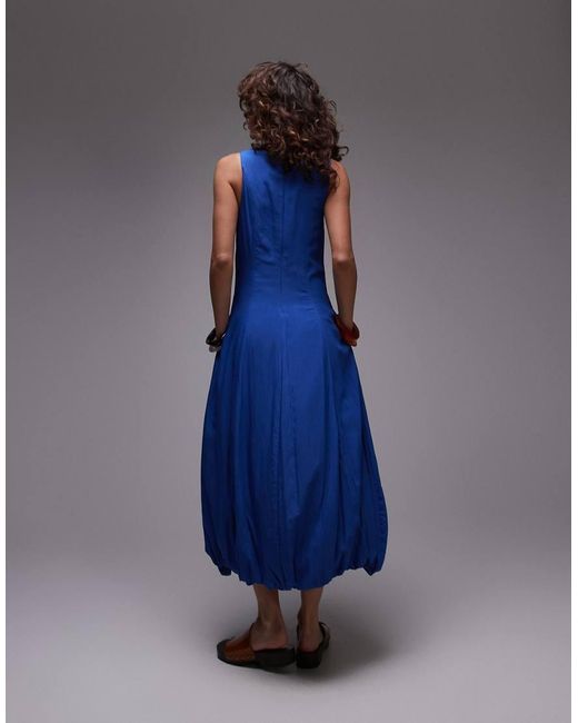 Vestido Midi Con Bajo Caído De Mango de color Blue