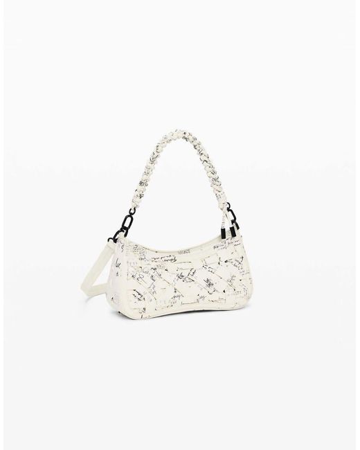 Desigual White Small Braided Lettering Bag