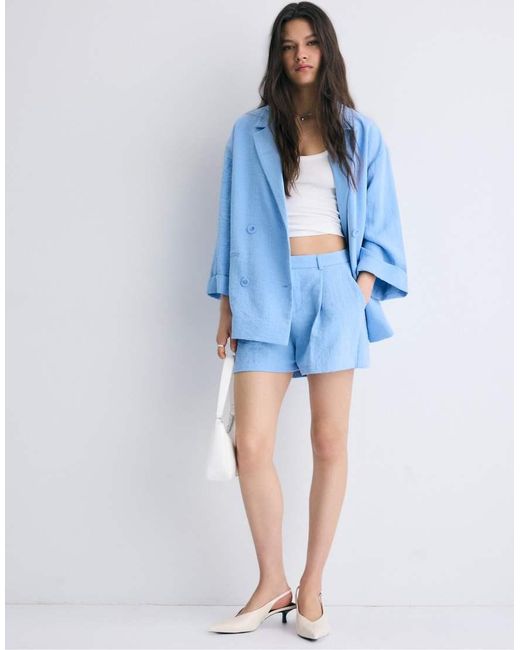 Stradivarius Blue Smart Rustic Shorts