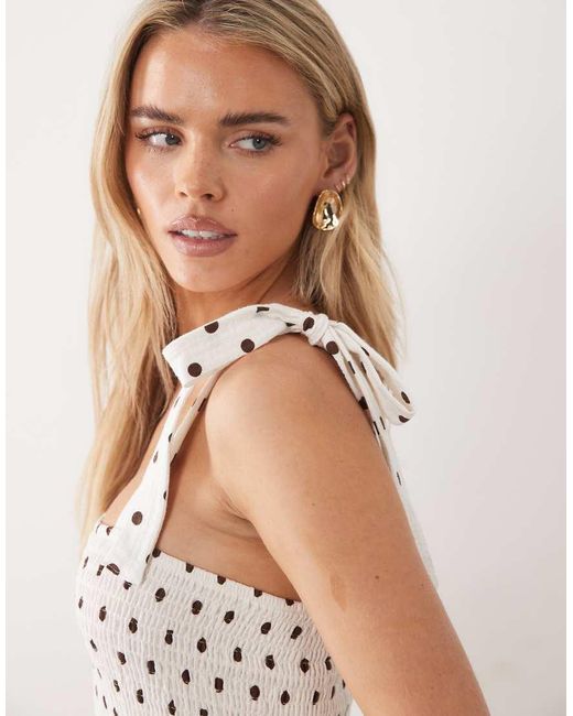 Miss Selfridge White Shoulder Ties Seersucker Romper
