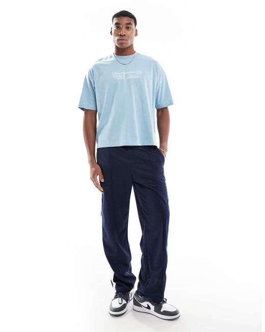 T-Shirt Squadrata Oversize Pietra Con Grafiche Di Strade di ASOS in Blue da Uomo