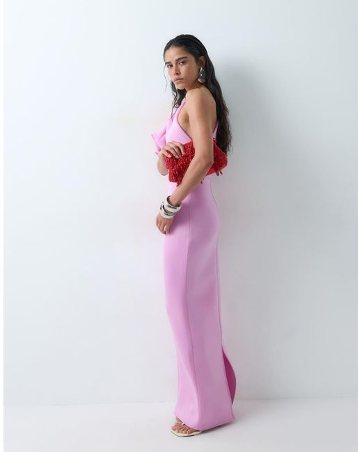 ASOS Pink Scrunch One Shoulder Maxi Dress