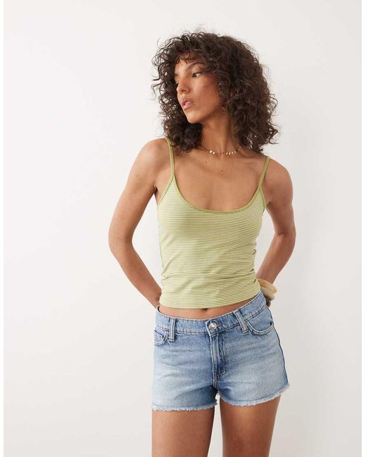 Mango Blue Teen 100% Cotton Frayed Hem Denim Micro Short