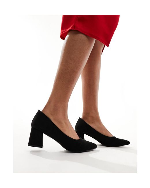 Truffle Collection Red Block Heel Court Shoes