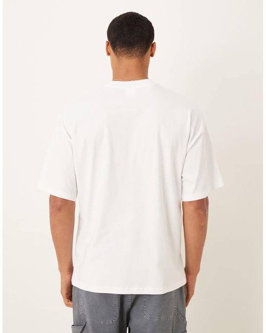 SELECTED White Oversized T-shirt With Front Floral Print for men