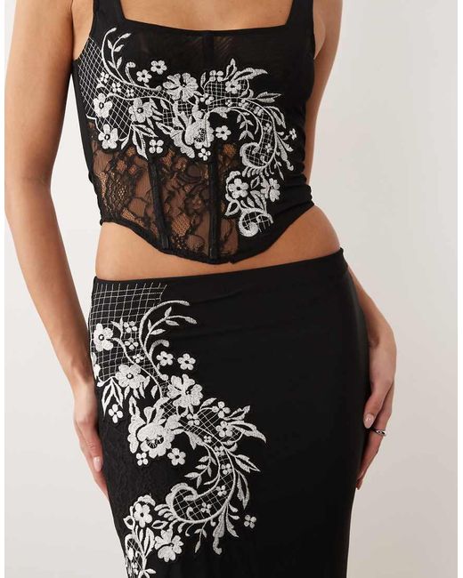 ASOS Multicolor Embroidered Mesh Maxi Skirt