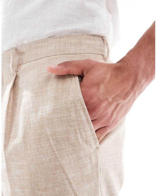 Jack & Jones White Premium Relaxed Fit Linen Suit Trouser for men