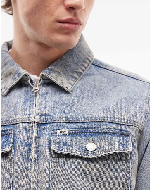 Obey Gray Base Denim Trucker Jacket for men