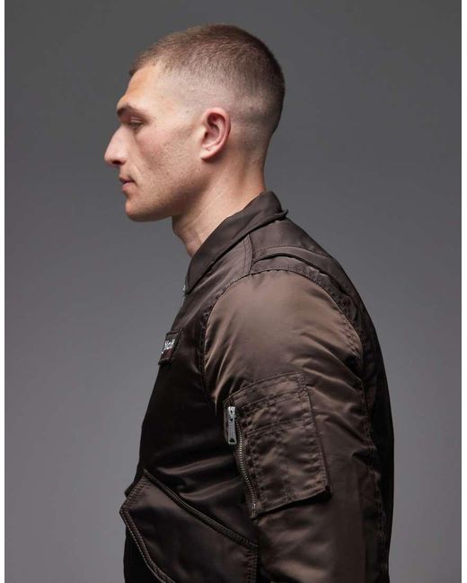 Schott Nyc Gray Logo Patch Detail Zip Pocket Detail Cropped Padded Jacket for men