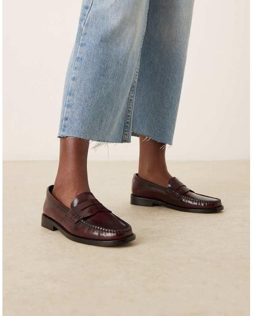 Mango Blue Leather Loafers