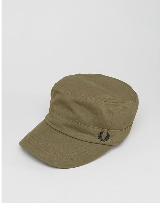 Fred Perry Waxed Canvas Cadet Cap Olive 