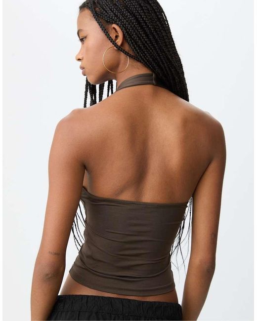 Stradivarius Black Racer Neck Top