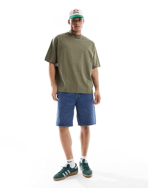 ASOS Green Essentials Oversized High Neck T-Shirt for men