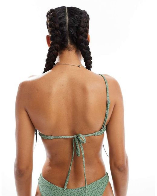 OOSC Green Sahara Sage Mix And Match Cold Shoulder Bikini Top