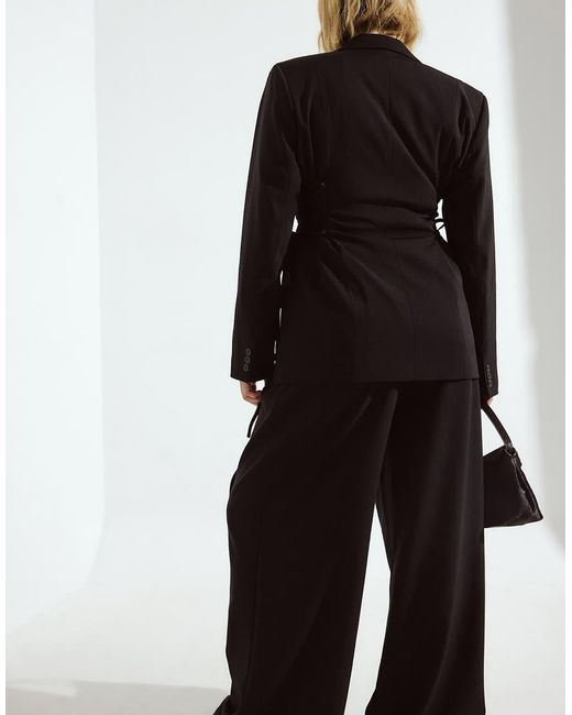 NA-KD Black Wide High Waist Suit Trouser