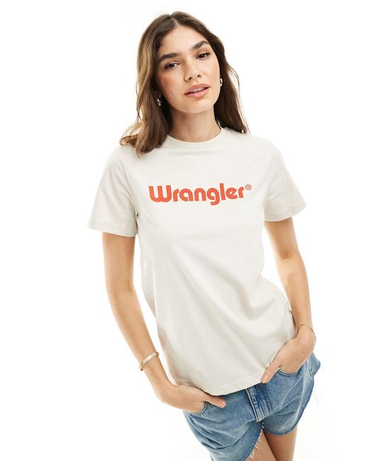 Camiseta color con logo delantero Wrangler de color White