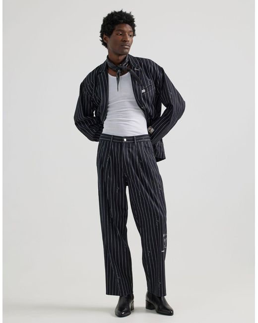 X jean-michael basquiat - capsule - pantaloni larghi neri a righe di Lee Jeans in Blue da Uomo