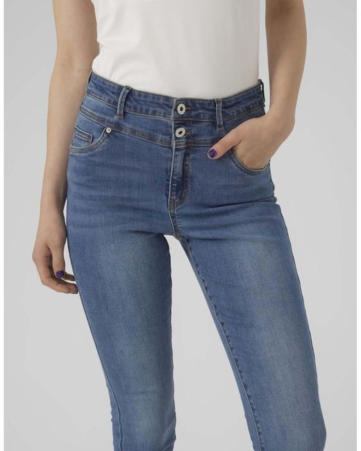 Vaqueros Azul Medio De Corte Pitillo De Vero Moda de color Blue