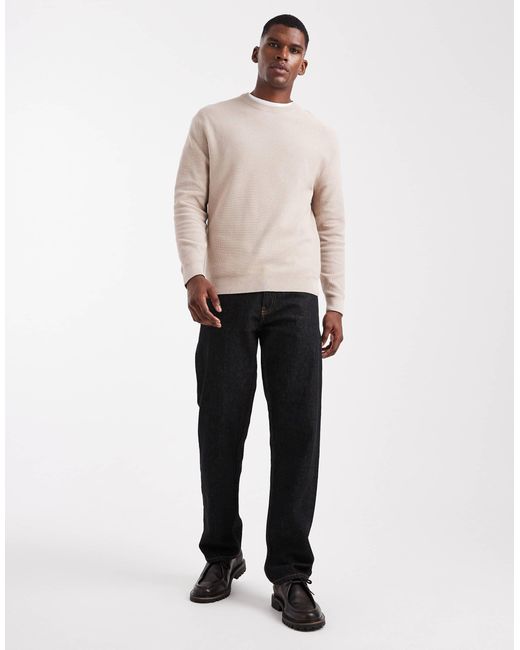 Only & Sons Natural Regular Fit Waffle Knit Jumper for men