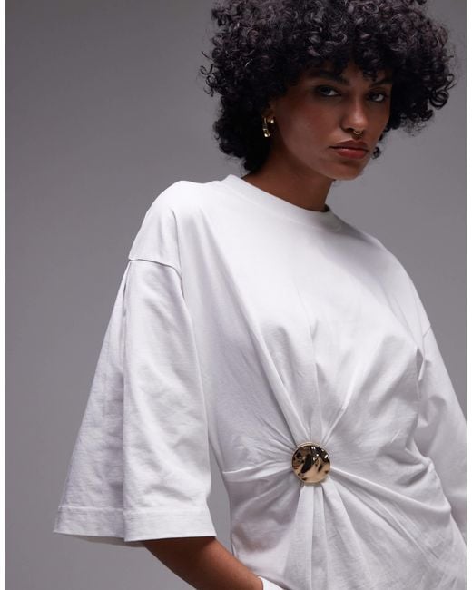 Top oversize en jersey avec fermoir asymétrique en métal doré sur l'avant & Other Stories en coloris Gray