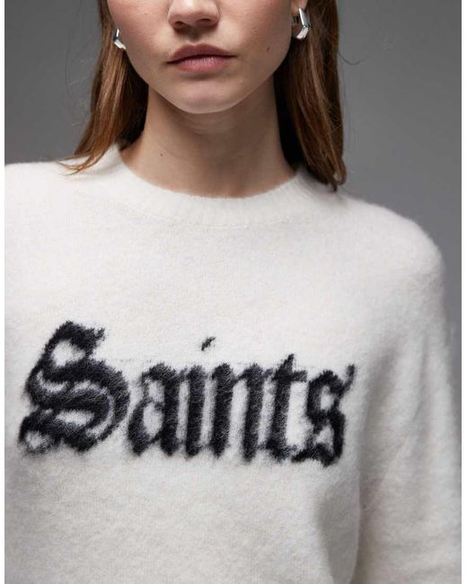 AllSaints Gray Saint Crew Neck Jumper