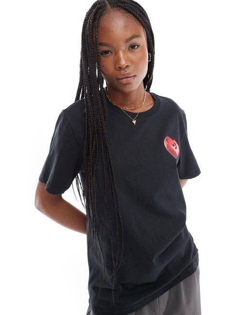 T-shirt à imprimé cœur dans le dos Converse en coloris Black
