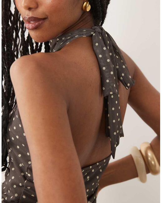 New Look Gray Polka Dot Halter Top