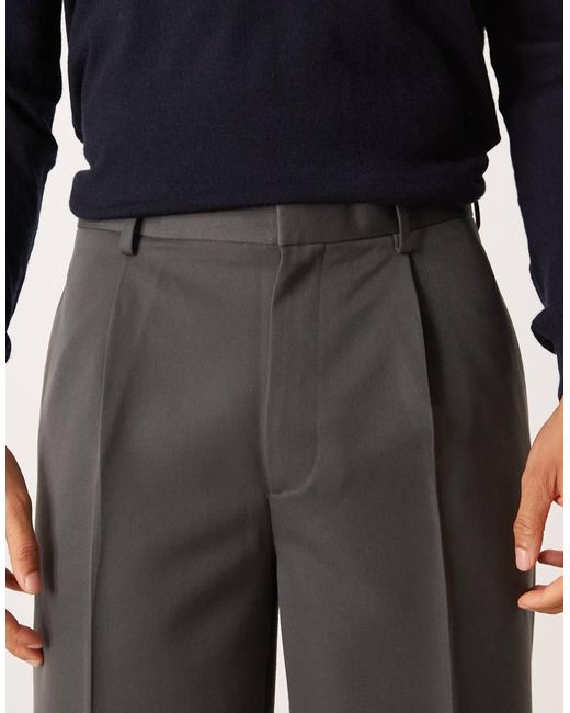 ASOS Black Smart Pleated Oversized Tapered Trousers for men