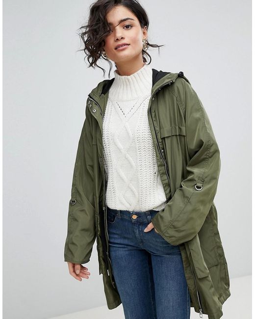 Vero Moda Hooded Rain Jacket in Green | Lyst
