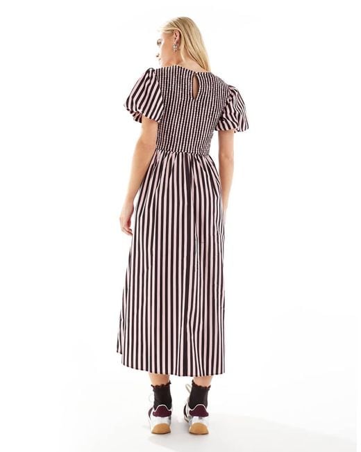 New Look Multicolor Stripe Shirred Midi Dress