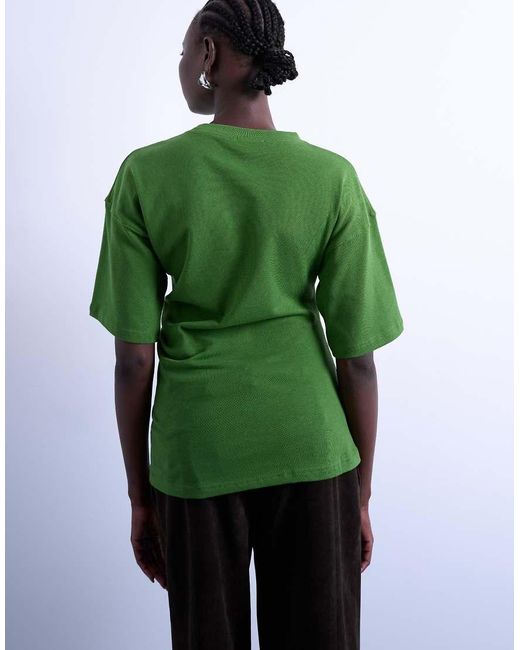 TOPSHOP Green Twisted Detail T-Shirt