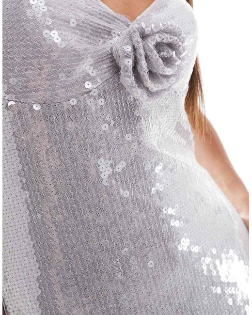 ASOS White Sheer Sequin Corsage Bust Detail Midi Dress