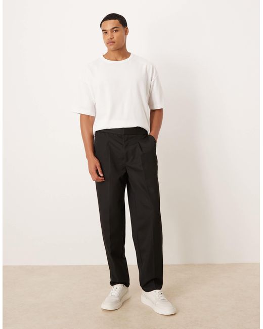 ASOS White Smart Straight Leg Trouser With Part Elastic Waistband for men