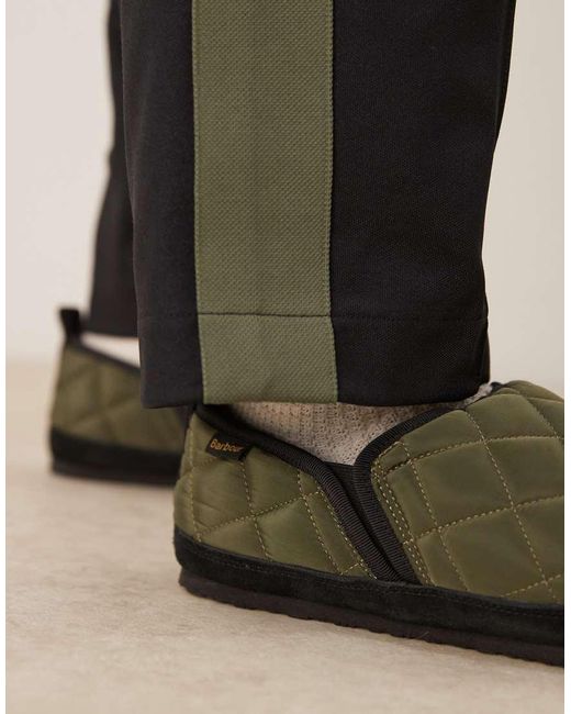 Barbour Black Hall Quilted Slippers for men