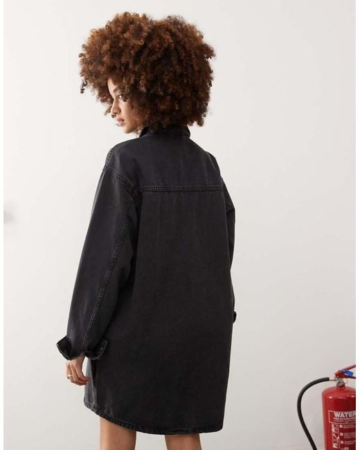 Noisy May Black Long Sleeve Denim Shirt Dress