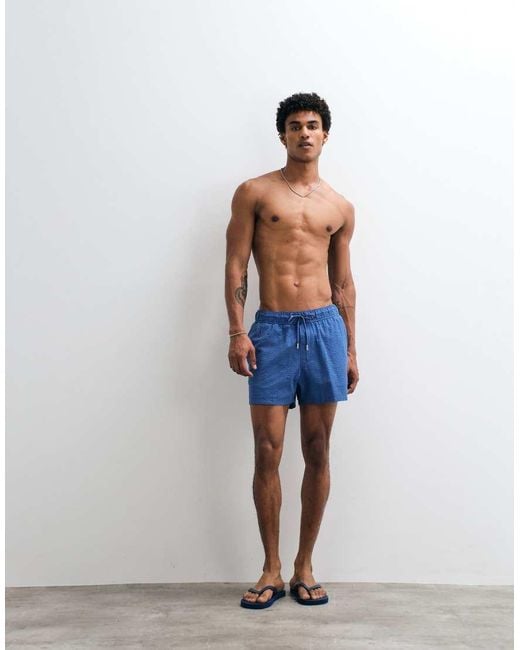 ASOS Blue Seersucker Swim Shorts for men