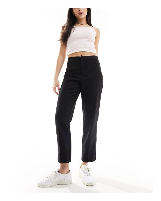 Monki Black Tailored Slim Fit Cropped Ankle Length Trouser