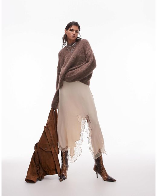 TOPSHOP Brown – hochwertiger, kastiger strickpullover aus alpaka-wolle