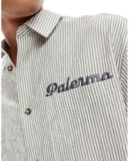 Camisa A Rayas Verdes Extragrande Con Media Manga De -Brunette ASOS de hombre de color Gray