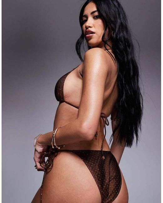 South Beach Black Studded Tieside Bikini Bottom