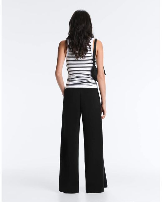 Oysho White Long Rib Round Neck Modal Tank Top