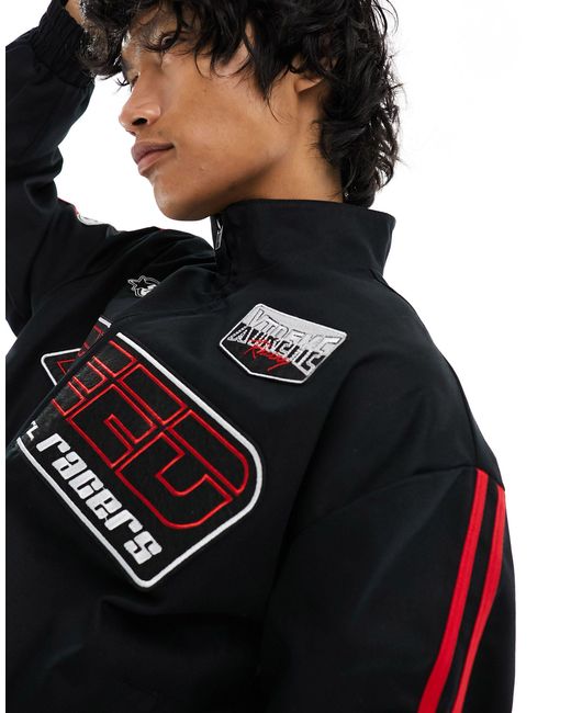 ASOS Black Oversized Motocross Bomber Jacket for men