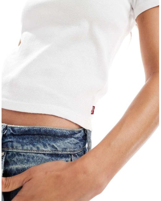 T-Shirt Basic Bianca Con Scollo Squadrato di Levi's in White