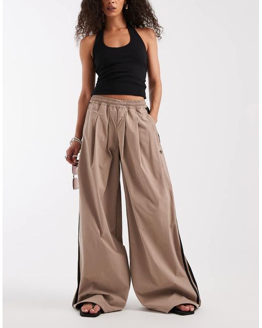 Adidas Originals Brown Pleated Woven Track Pants