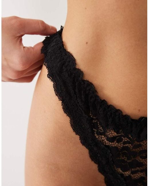 ASOS Black Hazel All Over Lace Thong With Lace Trim