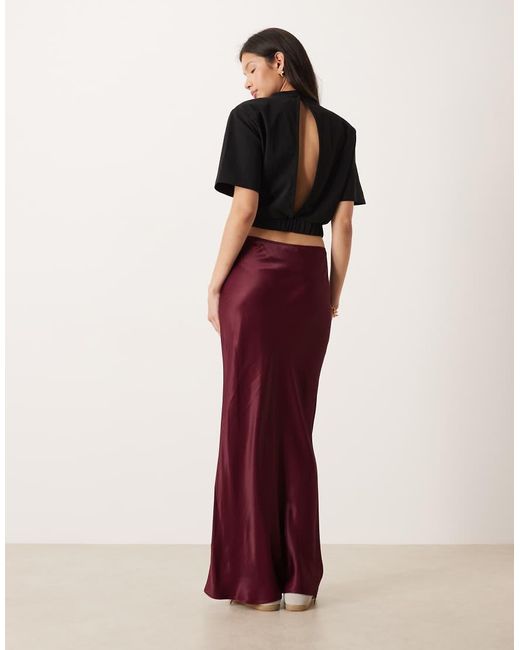 ASOS Red Satin Bias Maxi Skirt
