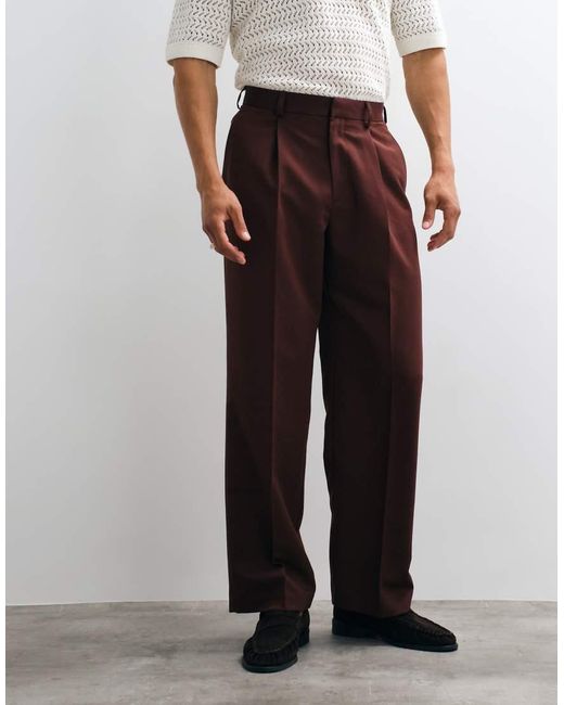 ASOS White Tailo Pleated Wide Leg Pants for men