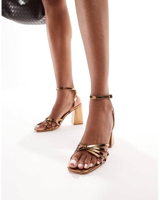 Raid White Iveyy Block Heeled Strappy Sandals