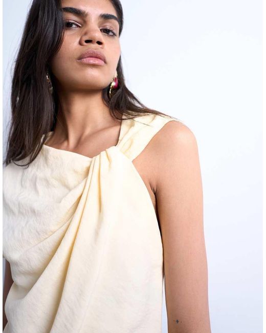 TOPSHOP Superzachte Top Van Cupro Met Geknoopt Detail in het White