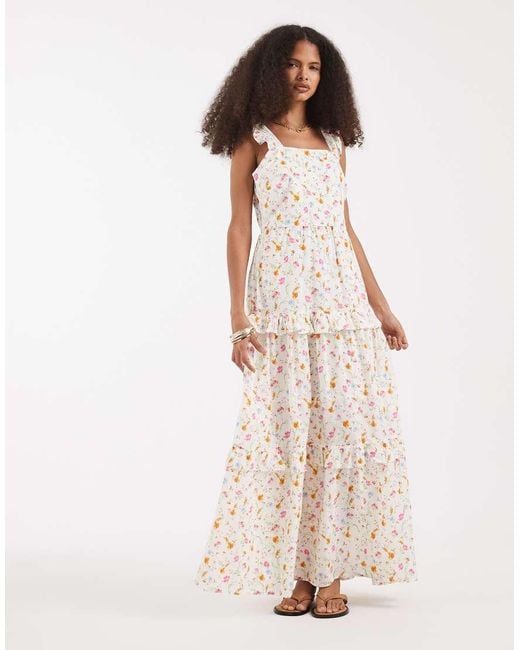 Vero Moda White Ruffle Trim Tiered Maxi Dress